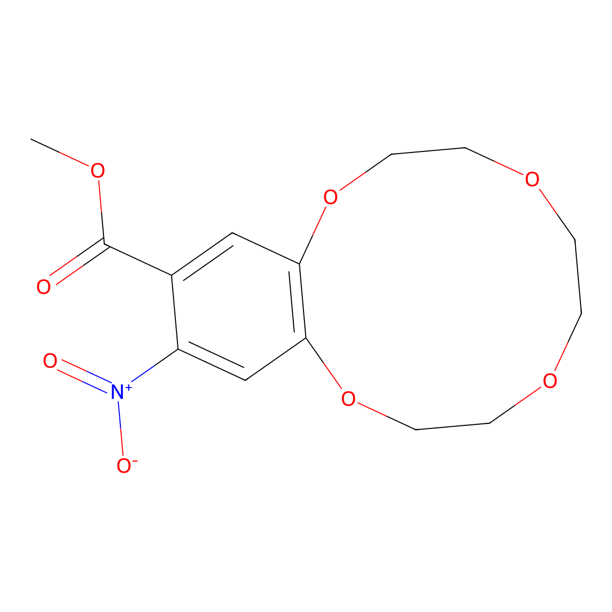 Methyl 13-nitro-2,3,5,6,8,9-hexahydrobenzo[b][1,4,7,10]tetraoxacyclododecine-12-carboxylate molecular structure, CAS 1403772-23-5