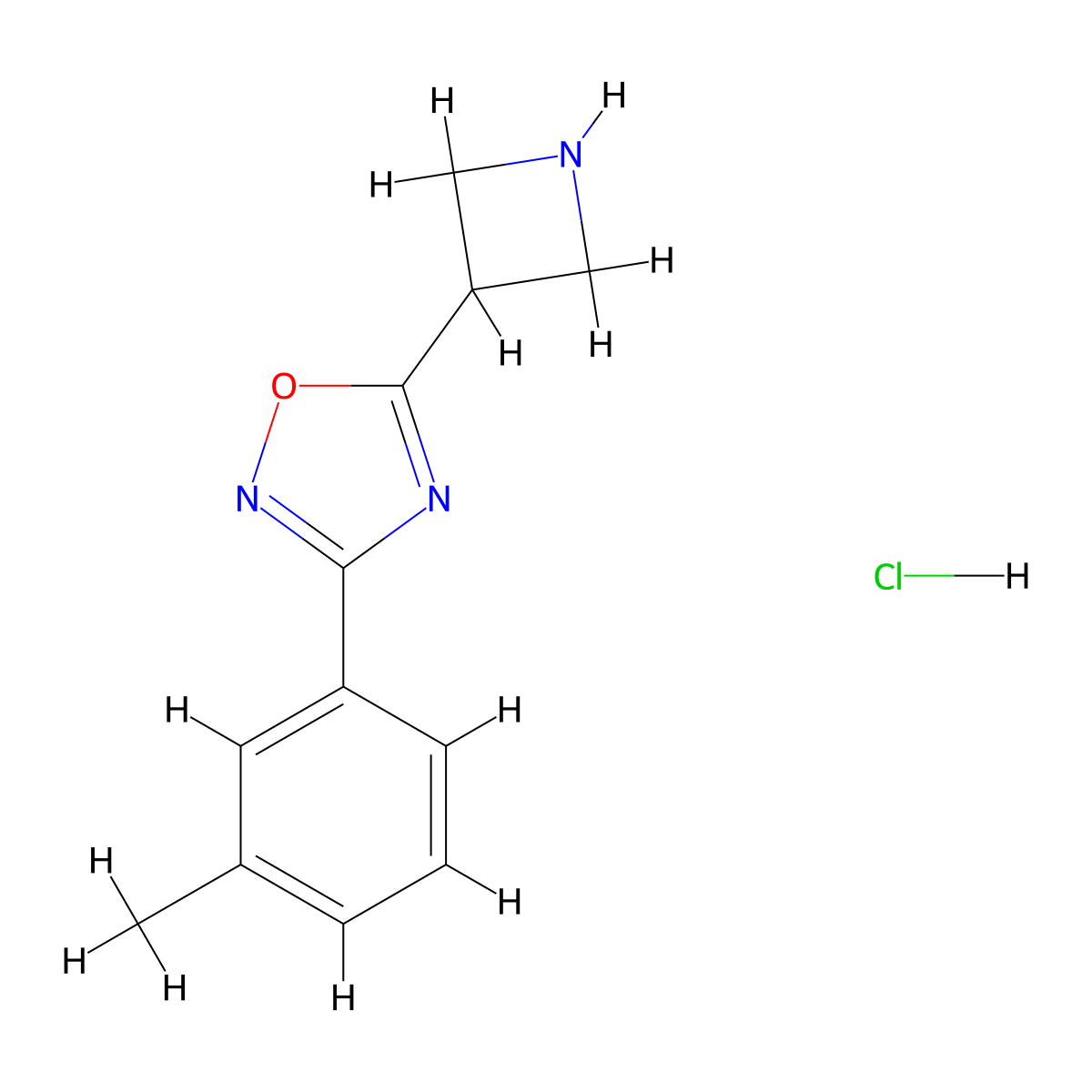 5-Azetidin-3-yl-3-(3-methylphenyl)-1,2,4-oxadiazole hydrochloride molecular structure, CAS 1403775-97-2