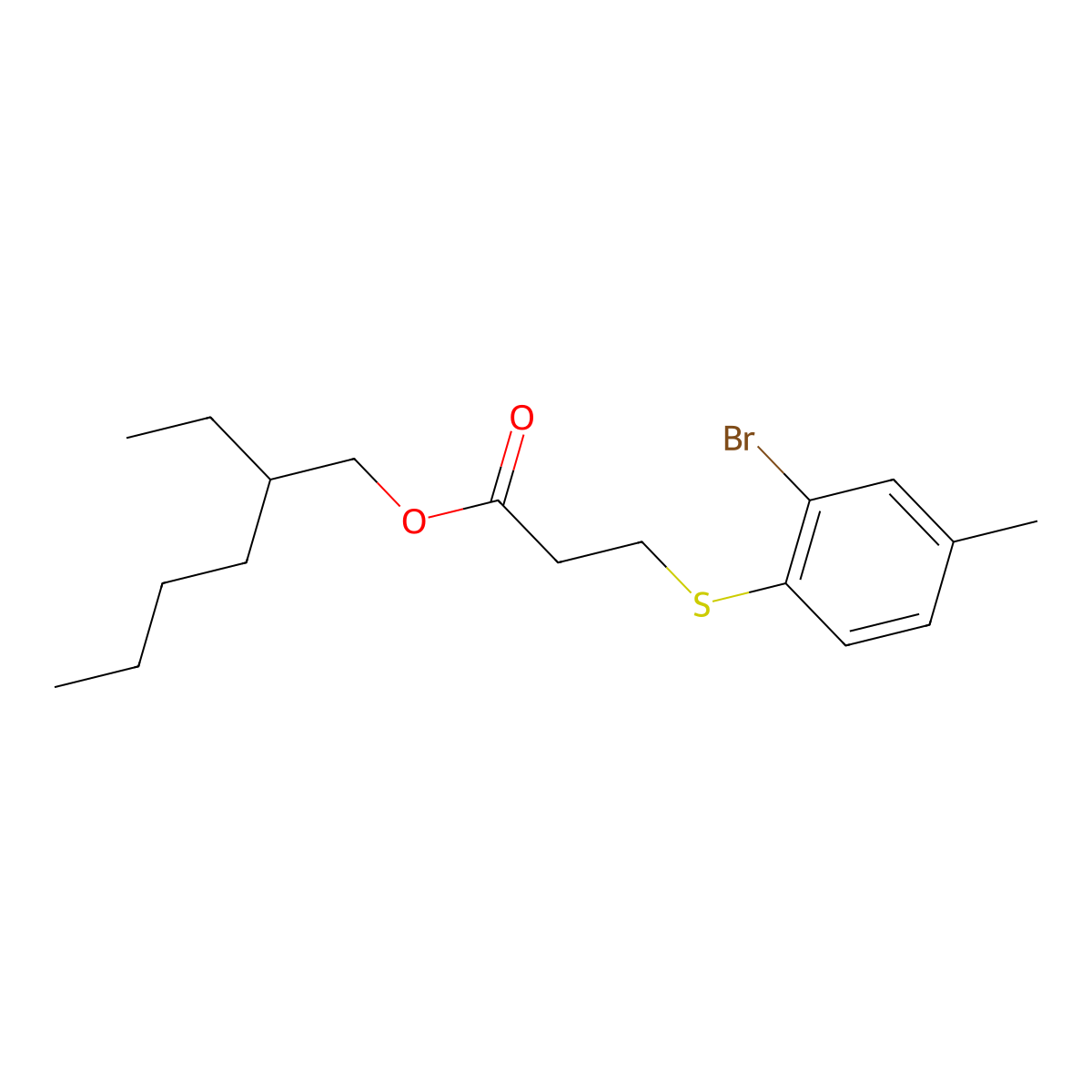 2-Ethylhexyl 3-((2-bromo-4-methylphenyl)thio)propanoate molecular structure, CAS 1403779-82-7