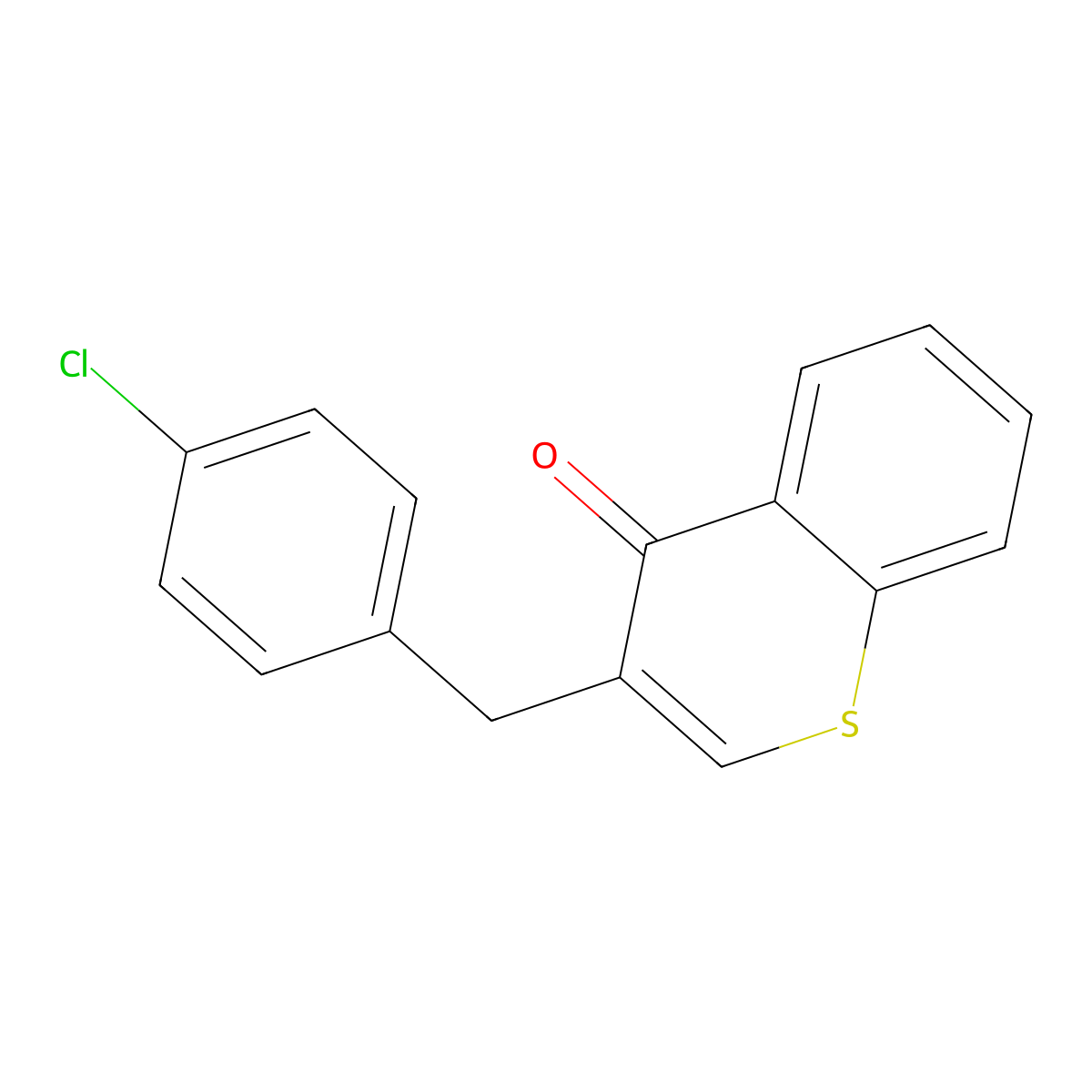 4H-1-Benzothiopyran-4-one, 3-[(4-chlorophenyl)methyl]- molecular structure, CAS 140381-13-1