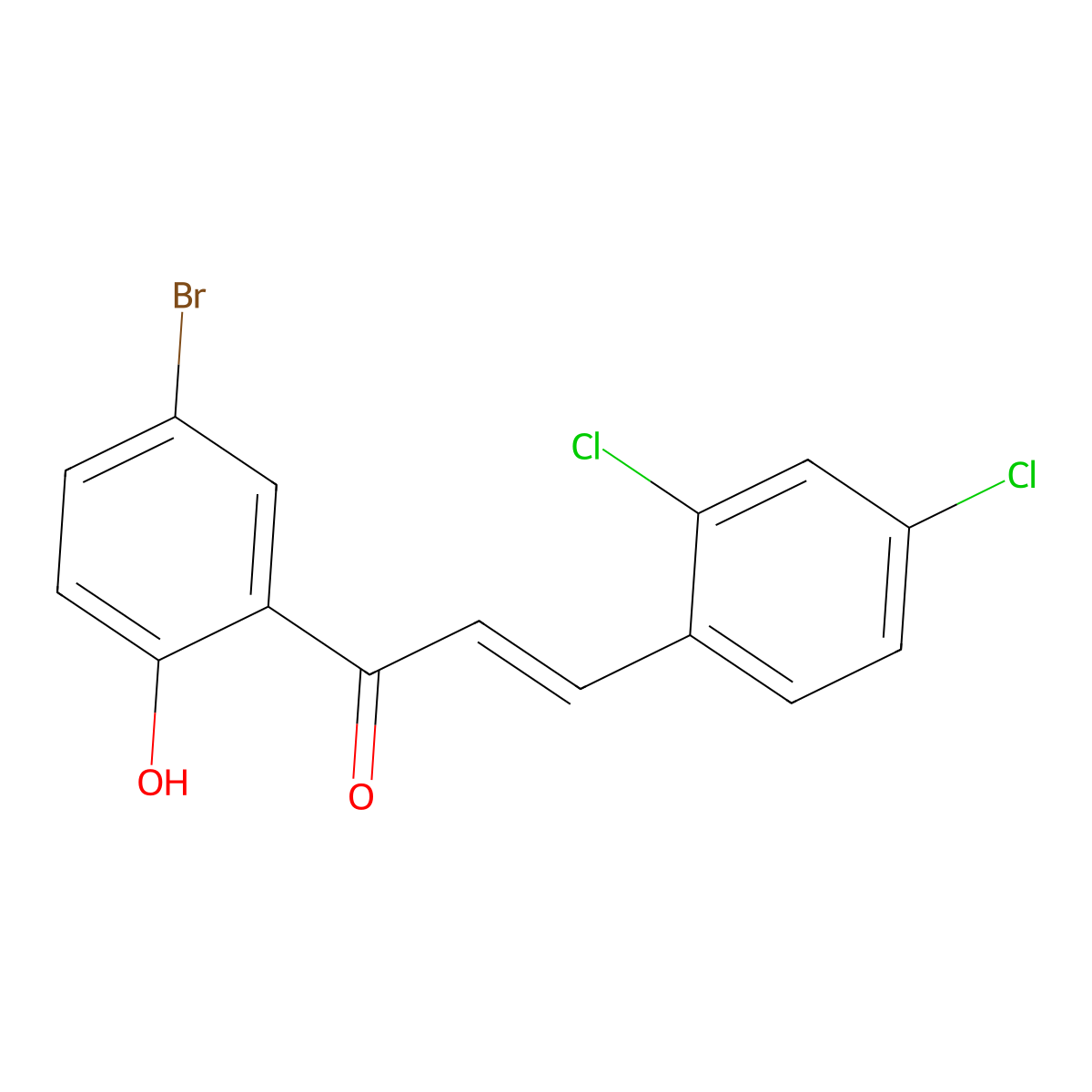 (E)-1-(5-bromo-2-hydroxyphenyl)-3-(2,4-dichlorophenyl)prop-2-en-1-one molecular structure, CAS 1403817-25-3