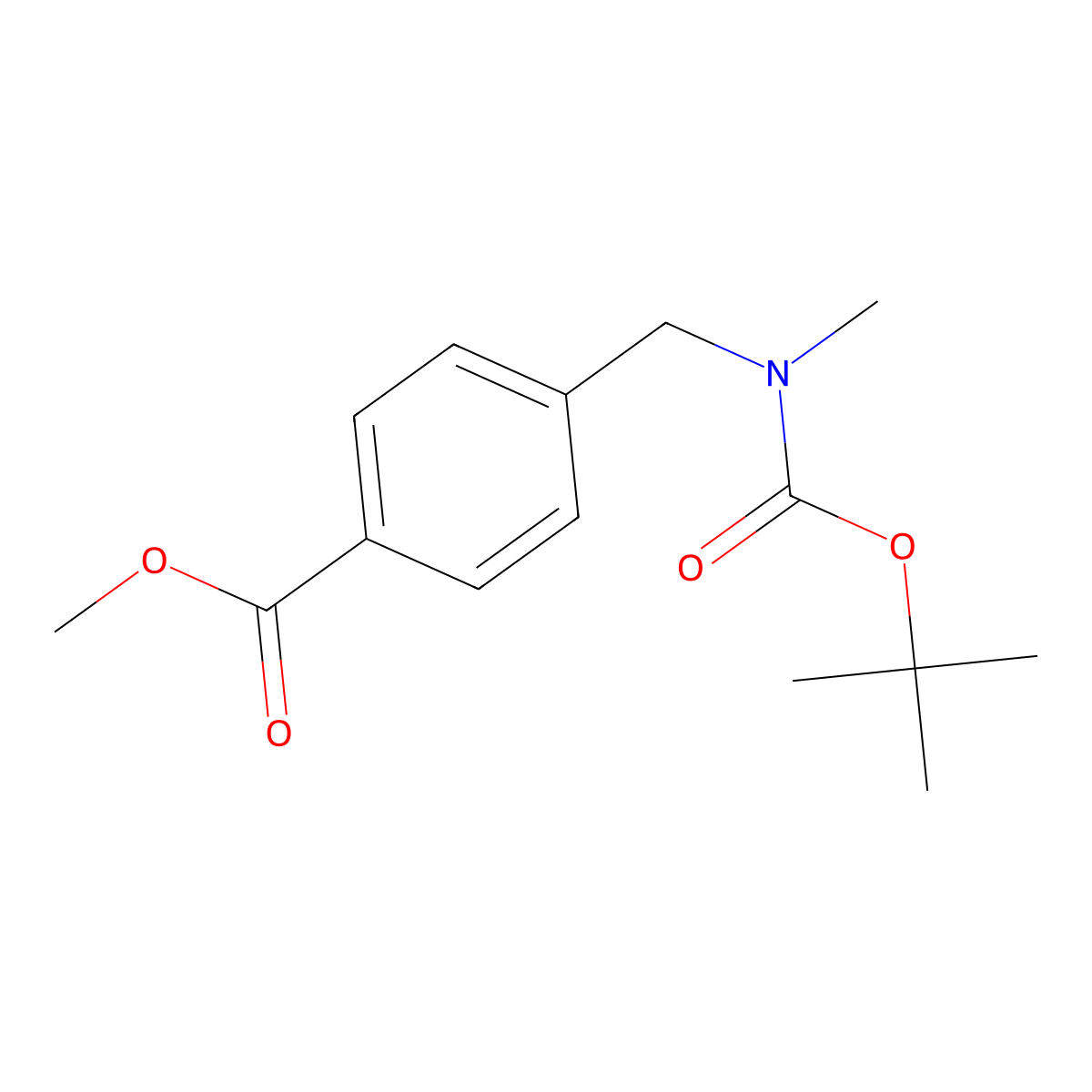 Methyl 4-(((tert-butoxycarbonyl)(methyl)amino)methyl)benzoate molecular structure, CAS 140382-79-2