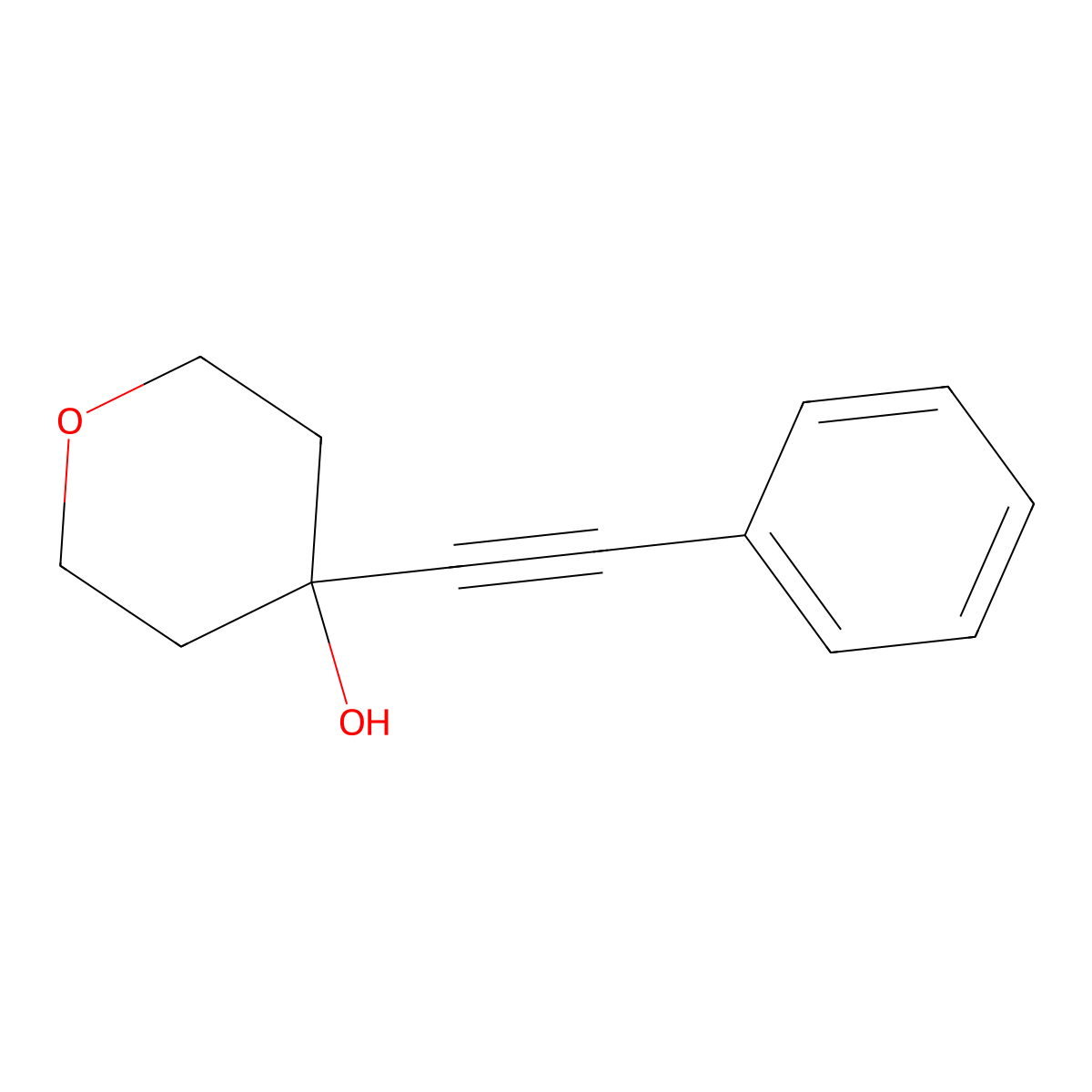 Tetrahydro-4-(2-phenylethynyl)-2H-pyran-4-ol molecular structure, CAS 1403824-51-0