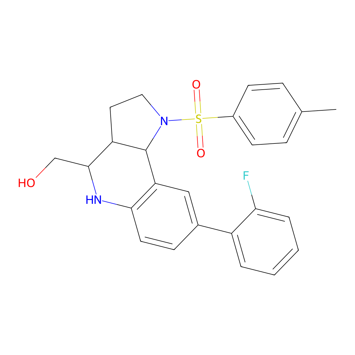 ((3aR,4R,9bR)-8-(2-Fluorophenyl)-1-tosyl-2,3,3a,4,5,9b-hexahydro-1H-pyrrolo[3,2-c]quinolin-4-yl)methanol molecular structure, CAS 1403838-79-8