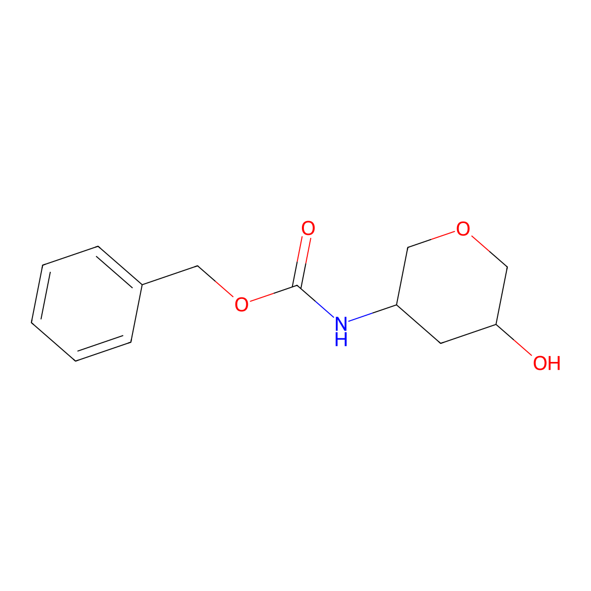 benzyl 5-hydroxytetrahydro-2H-pyran-3-ylcarbamate molecular structure, CAS 1403864-09-4