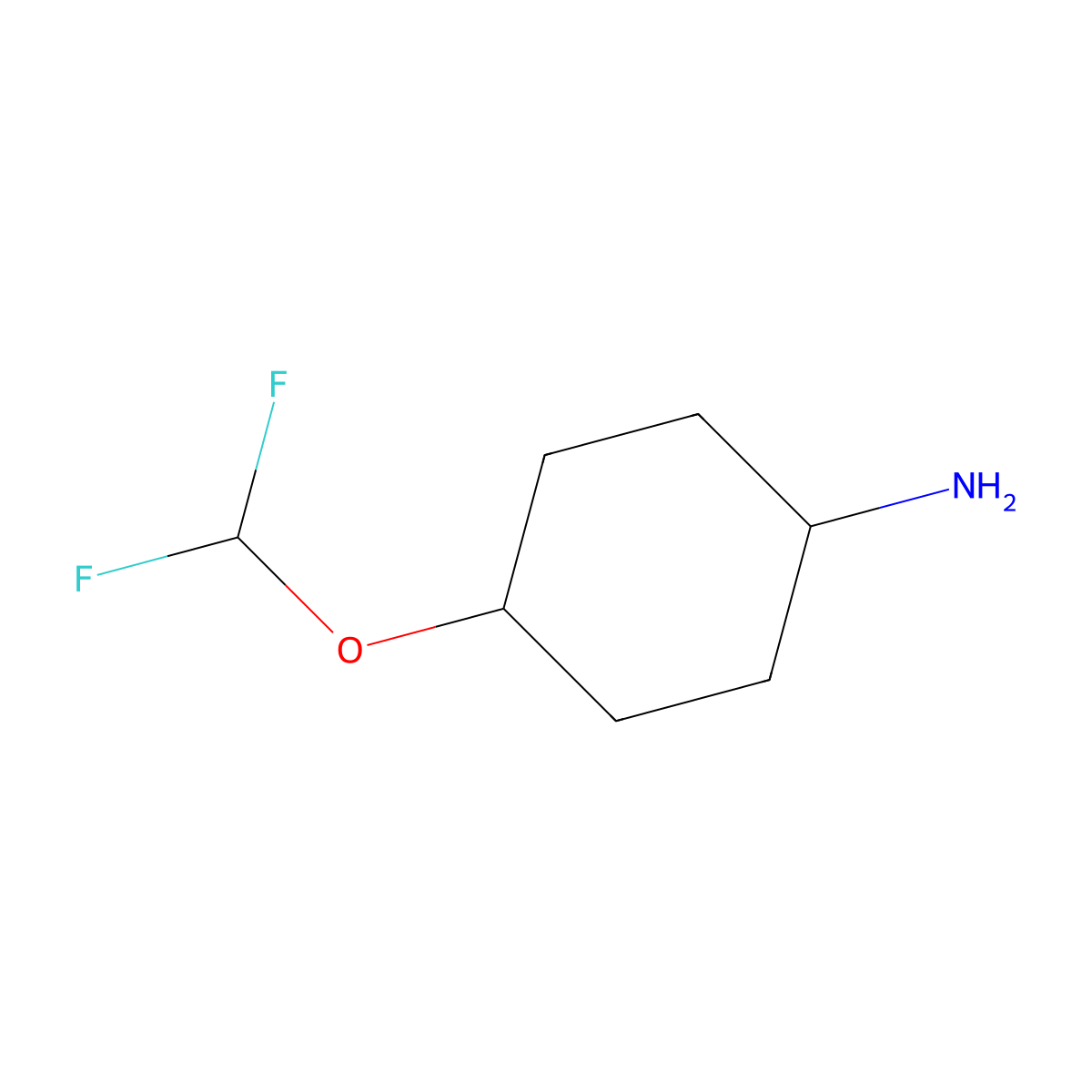 Rac-(1r,4r)-4-(difluoromethoxy)cyclohexan-1-amine molecular structure, CAS 1403864-40-3