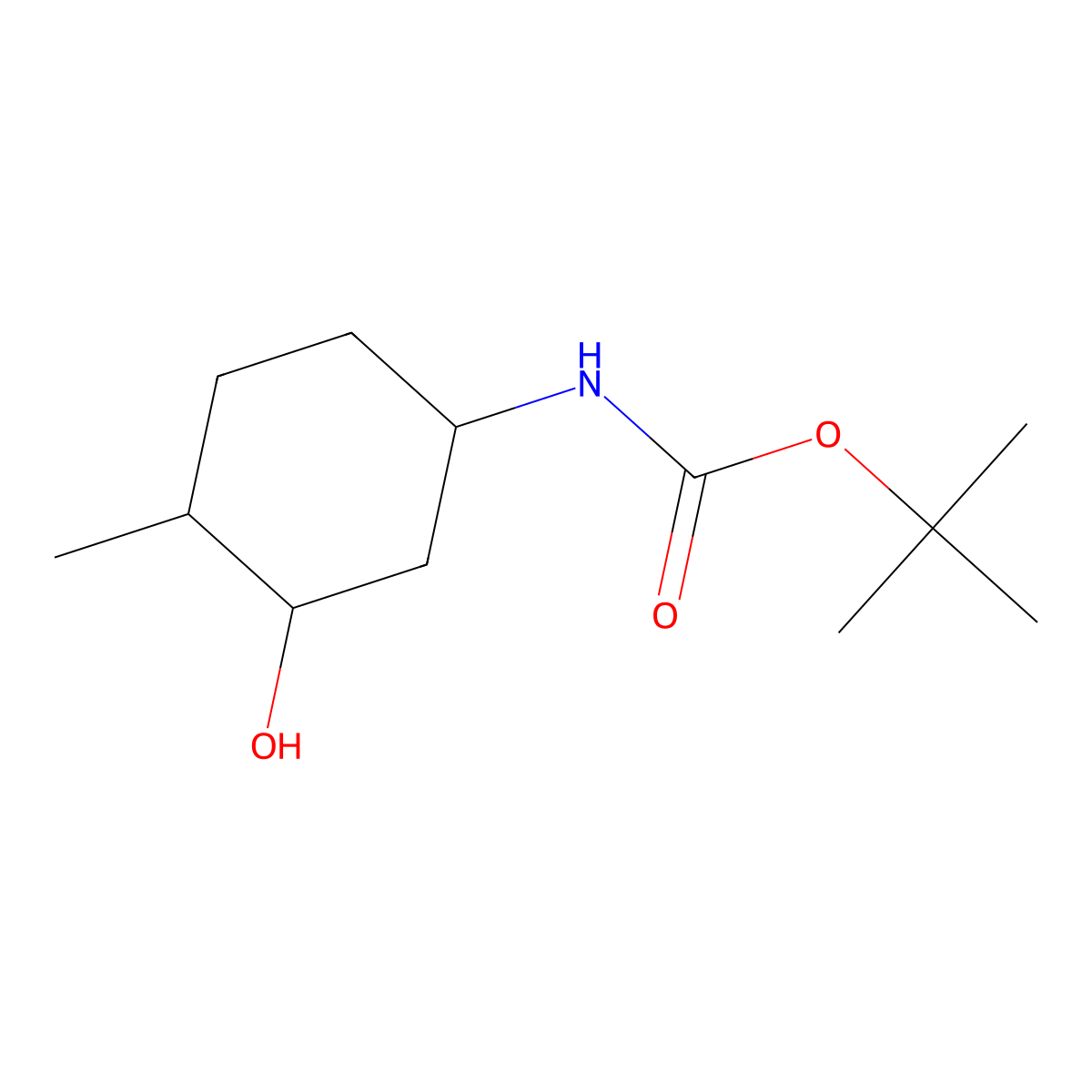 Tert-butyl 3-hydroxy-4-methylcyclohexylcarbamate molecular structure, CAS 1403864-55-0
