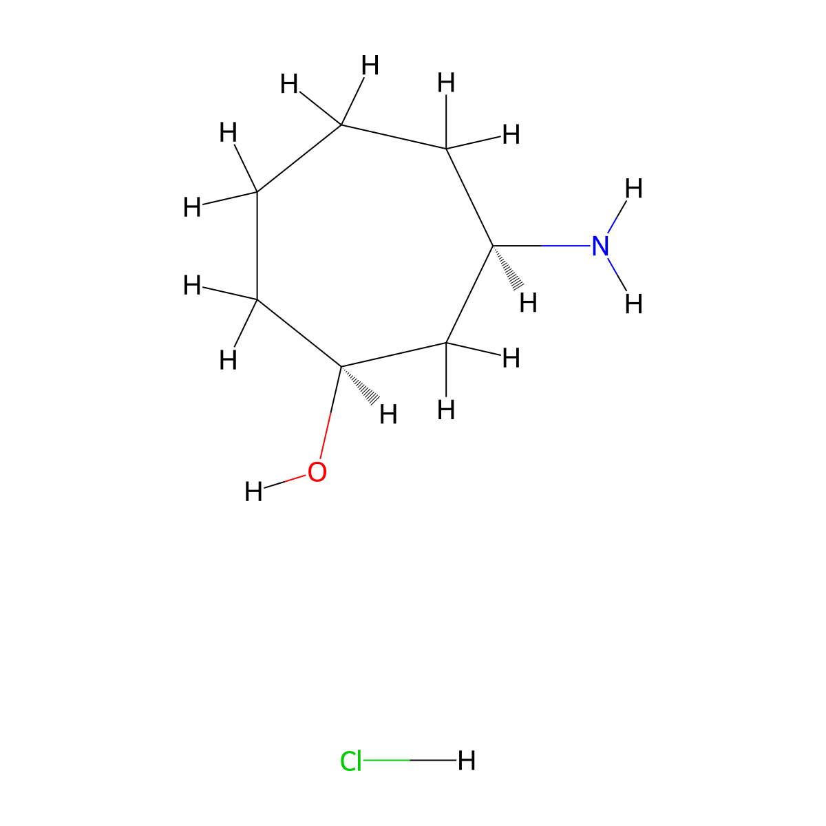 (1S,3R)-3-Amino-cycloheptanol hydrochloride molecular structure, CAS 1403864-61-8