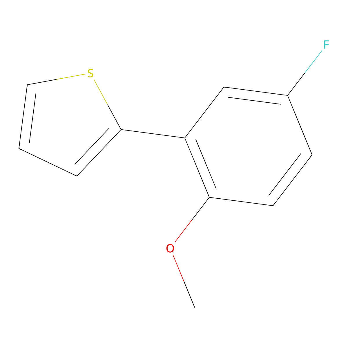 2-(Thien-2-yl)-4-fluoroanisole molecular structure, CAS 1403875-10-4