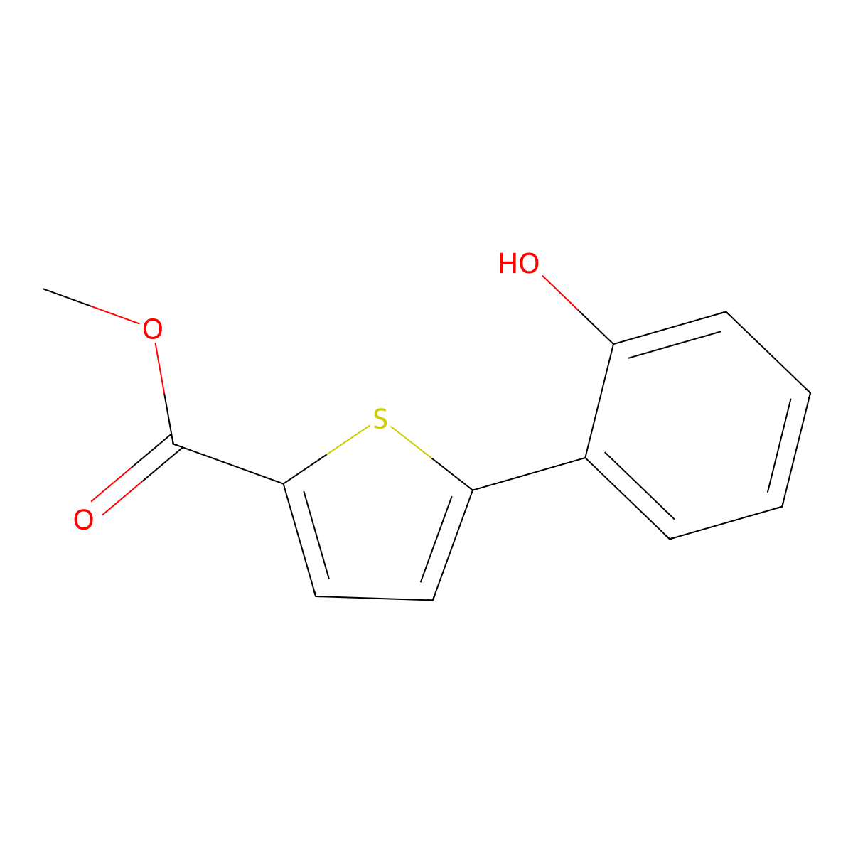 Methyl 5-(2-hydroxyphenyl)-2-thiophenecarboxylate molecular structure, CAS 1403875-40-0