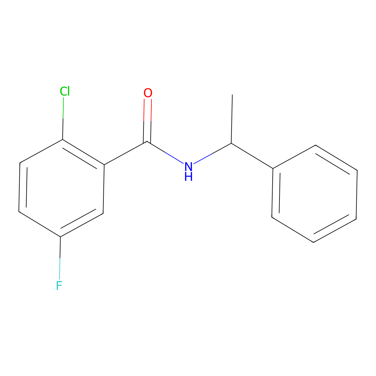 2-Chloro-5-fluoro-N-(1-phenylethyl)benzamide molecular structure, CAS 1403879-66-2