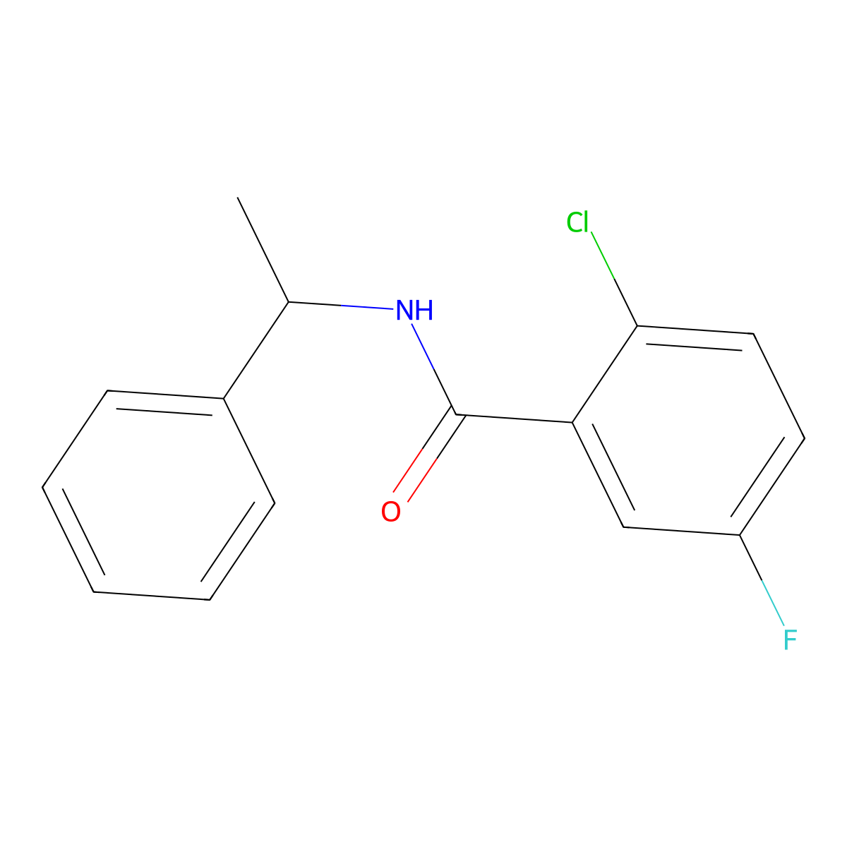 2-Chloro-5-fluoro-N-(1-phenylethyl)benzamide molecular structure, CAS 1403879-66-2