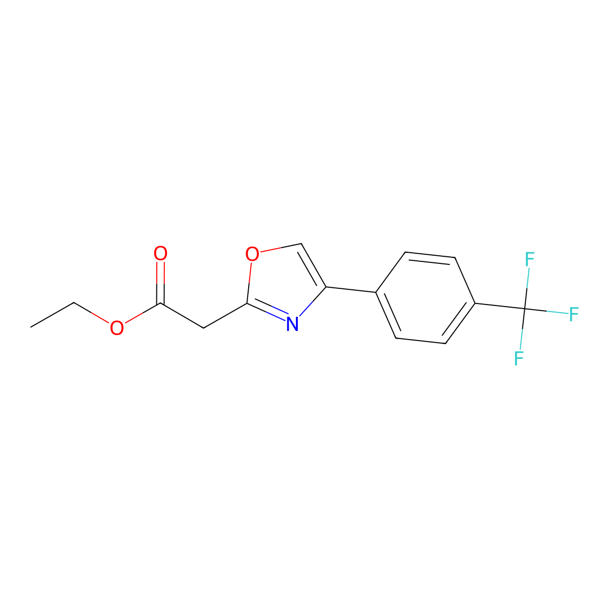 Ethyl 2-(4-(4-(trifluoromethyl)phenyl)oxazol-2-yl)acetate molecular structure, CAS 1403883-96-4
