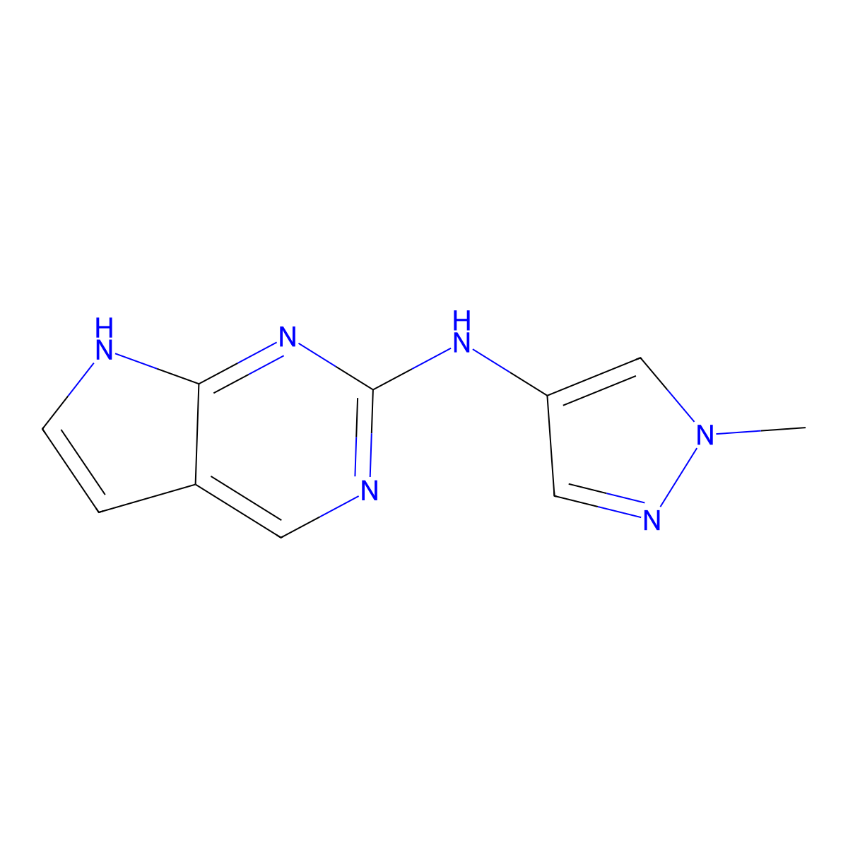 N-(1-Methyl-1H-pyrazol-4-YL)-7H-pyrrolo[2,3-D]pyrimidin-2-amine molecular structure, CAS 1403894-28-9