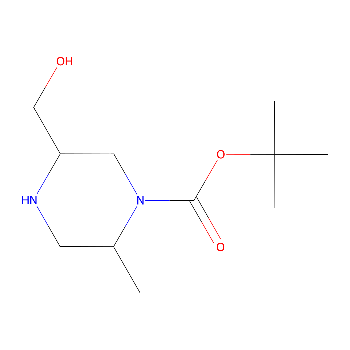 (2R,5R)-tert-Butyl 5-(hydroxymethyl)-2-methylpiperazine-1-carboxylate molecular structure, CAS 1403898-64-5