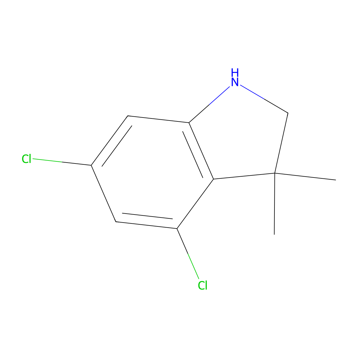 4,6-Dichloro-3,3-dimethyl-2,3-dihydro-1H-indole molecular structure, CAS 1403898-98-5