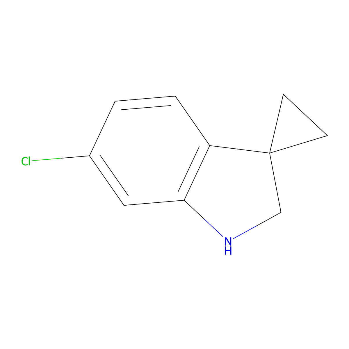 6'-Chloro-1',2'-dihydrospiro(cyclopropane-1,3'-indole) molecular structure, CAS 1403899-01-3