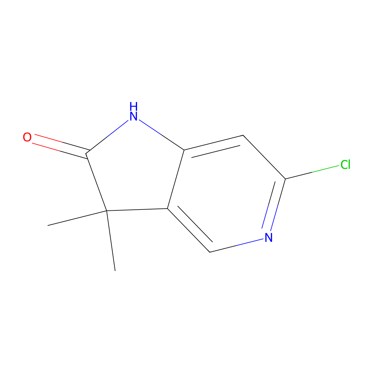 6-Chloro-3,3-dimethyl-1H-pyrrolo[3,2-c]pyridin-2(3H)-one molecular structure, CAS 1403899-43-3