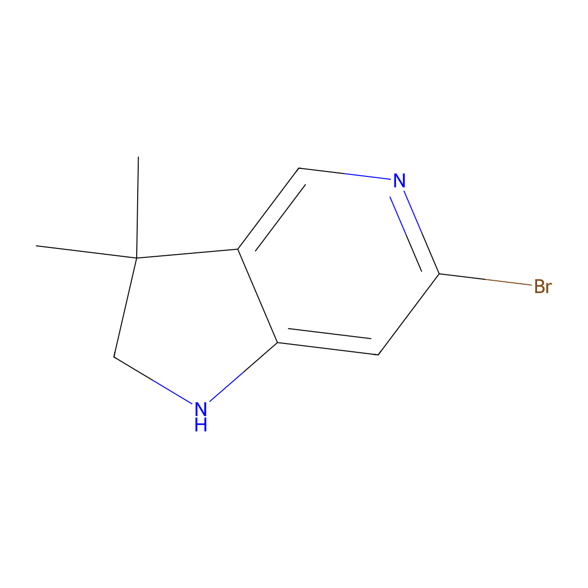 6-bromo-3,3-dimethyl-1H,2H,3H-pyrrolo[3,2-c]pyridine molecular structure, CAS 1403901-07-4
