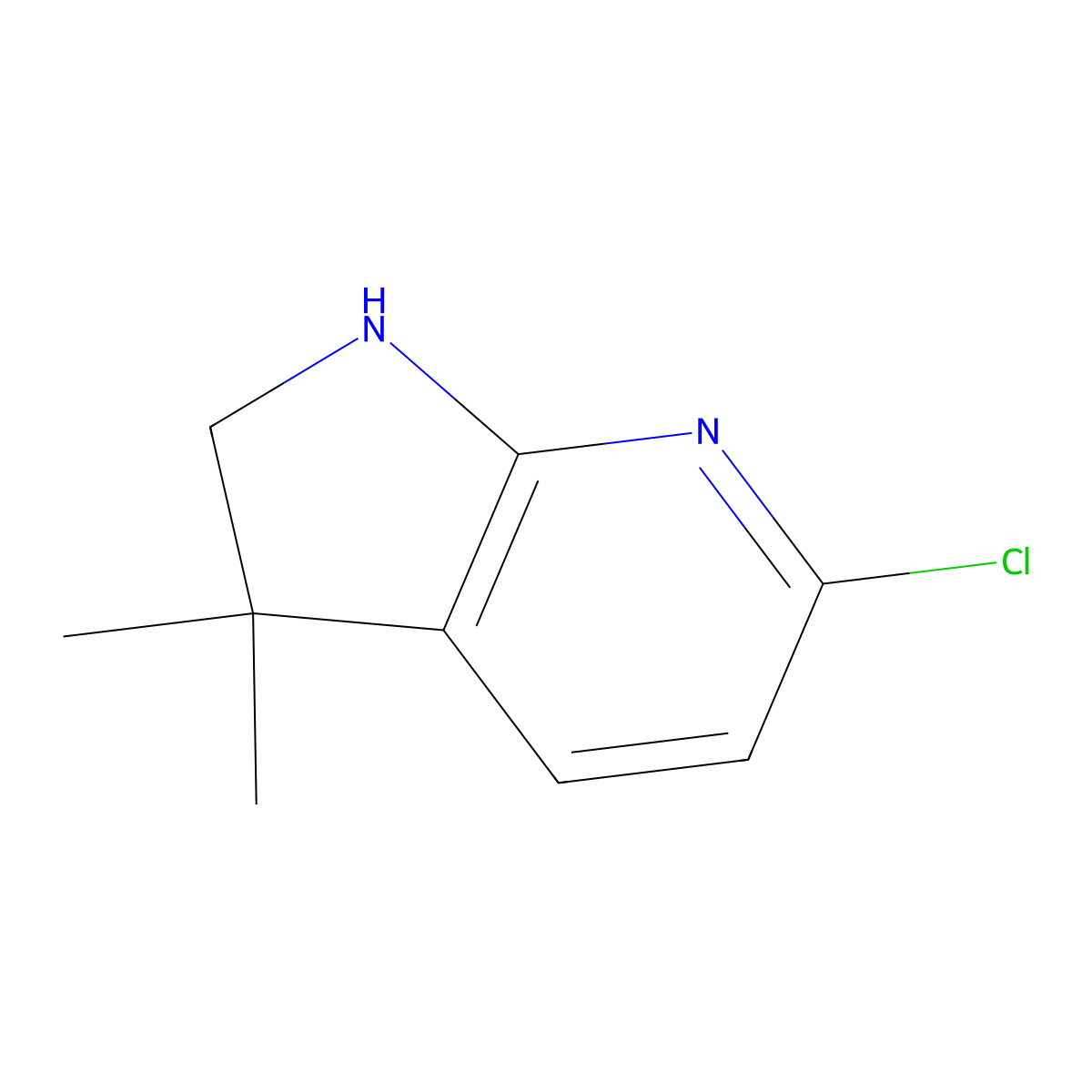 6-Chloro-3,3-dimethyl-2,3-dihydro-1H-pyrrolo[2,3-b]pyridine molecular structure, CAS 1403901-47-2