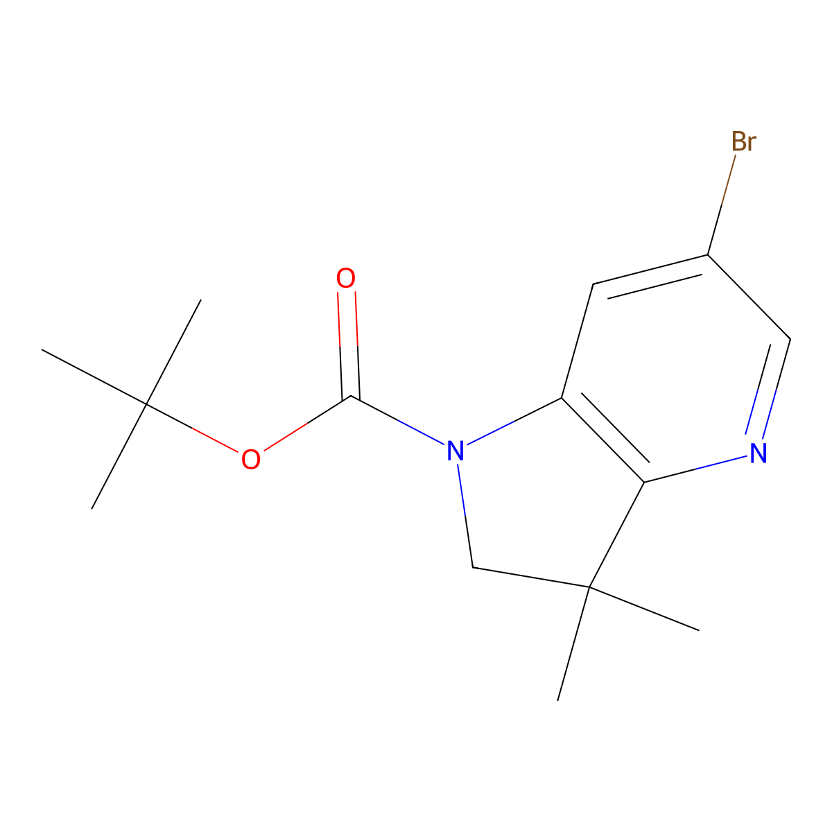 tert-Butyl 6-bromo-3,3-dimethyl-2,3-dihydro-1H-pyrrolo[3,2-b]pyridine-1-carboxylate molecular structure, CAS 1403901-49-4