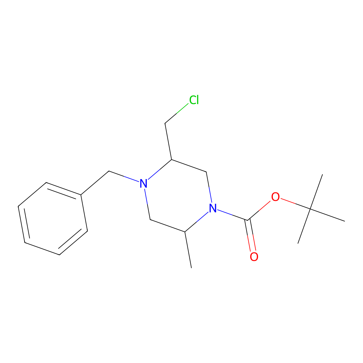 tert-butyl (2R,5R)-4-benzyl-5-(chloromethyl)-2-methylpiperazine-1-carboxylate molecular structure, CAS 1403902-55-5