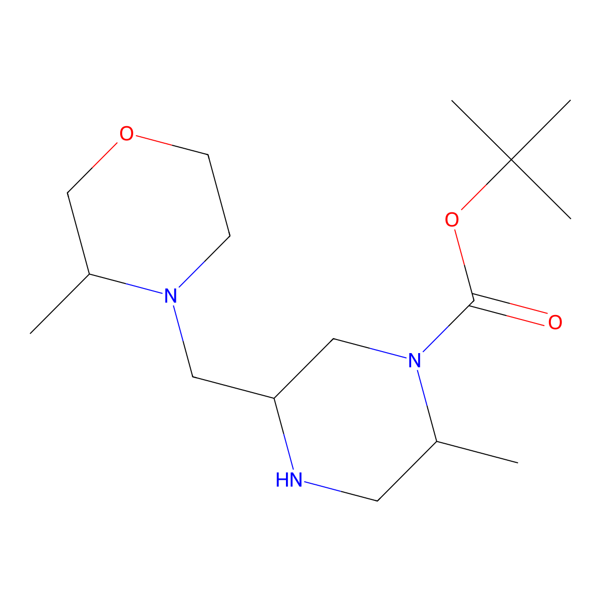 (2R,5S)-tert-butyl 2-methyl-5-(((R)-3-methylmorpholino)methyl)piperazine-1-carboxylate molecular structure, CAS 1403902-78-2