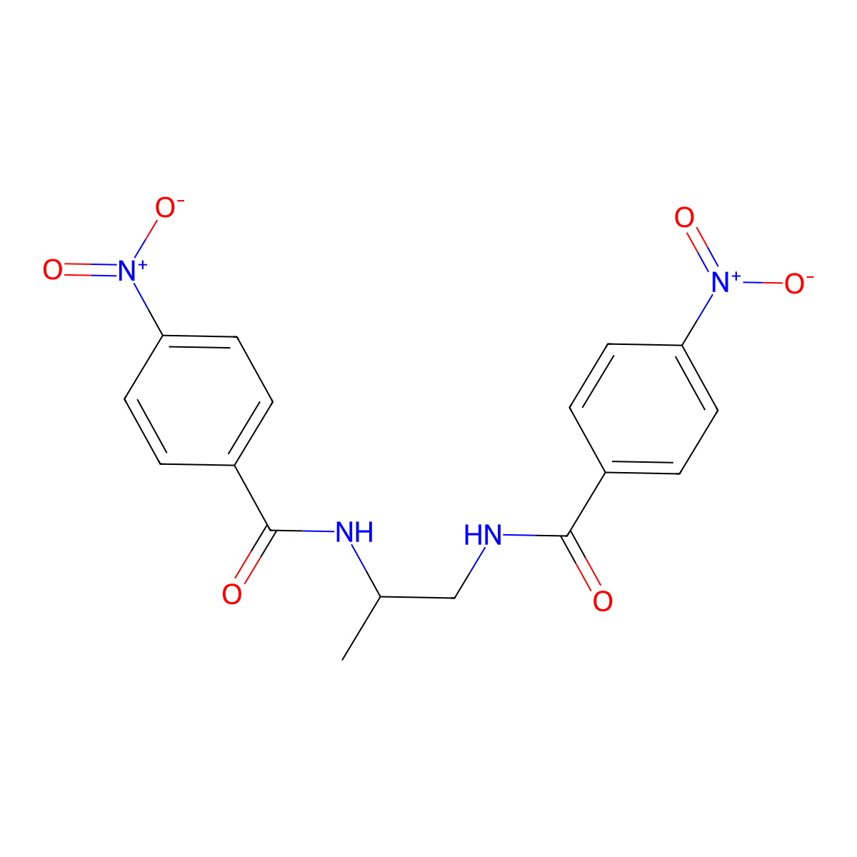4-nitro-N-[2-[(4-nitrobenzoyl)amino]propyl]benzamide molecular structure, CAS 140391-39-5