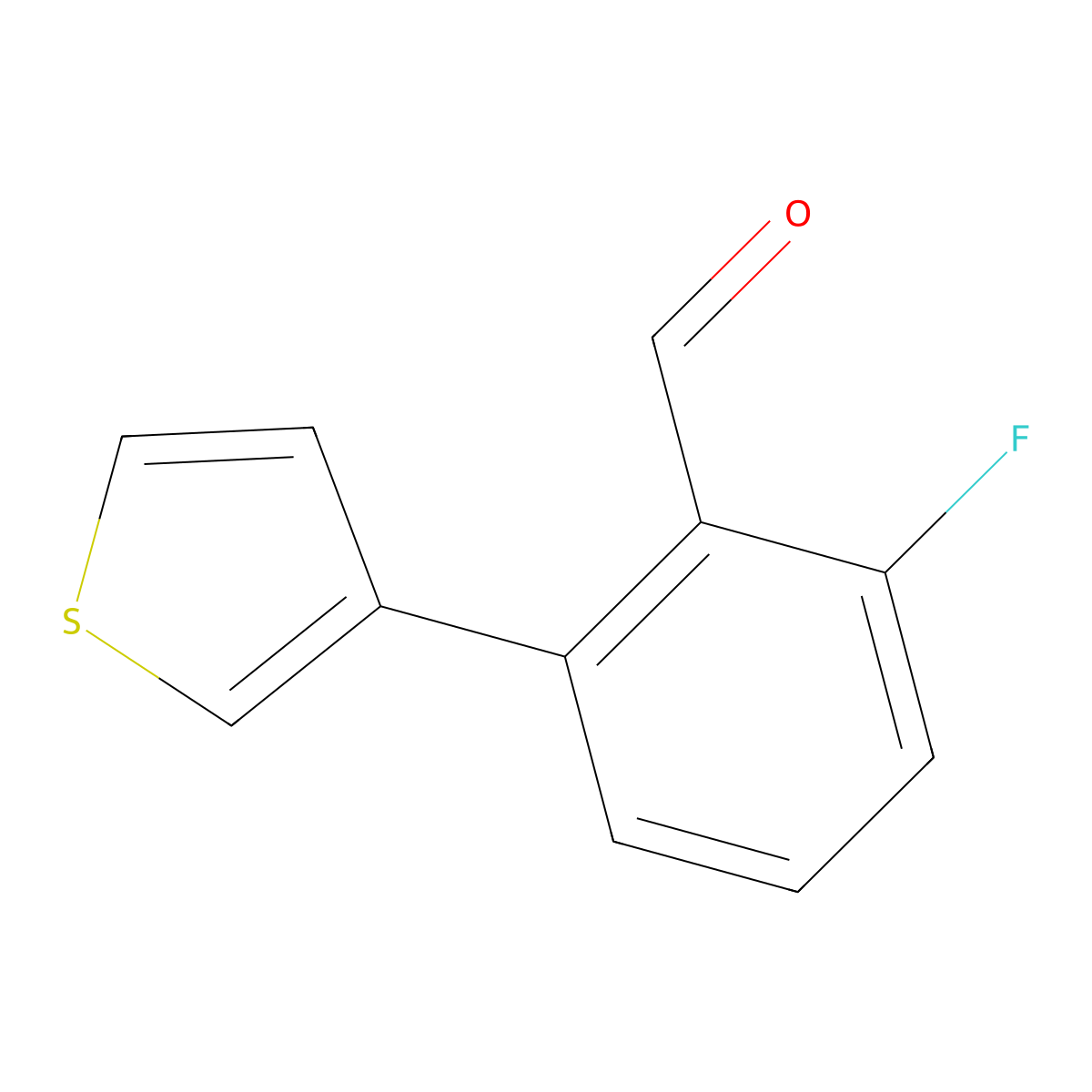 2-Fluoro-6-(thiophen-3-yl)benzaldehyde molecular structure, CAS 1403932-60-4