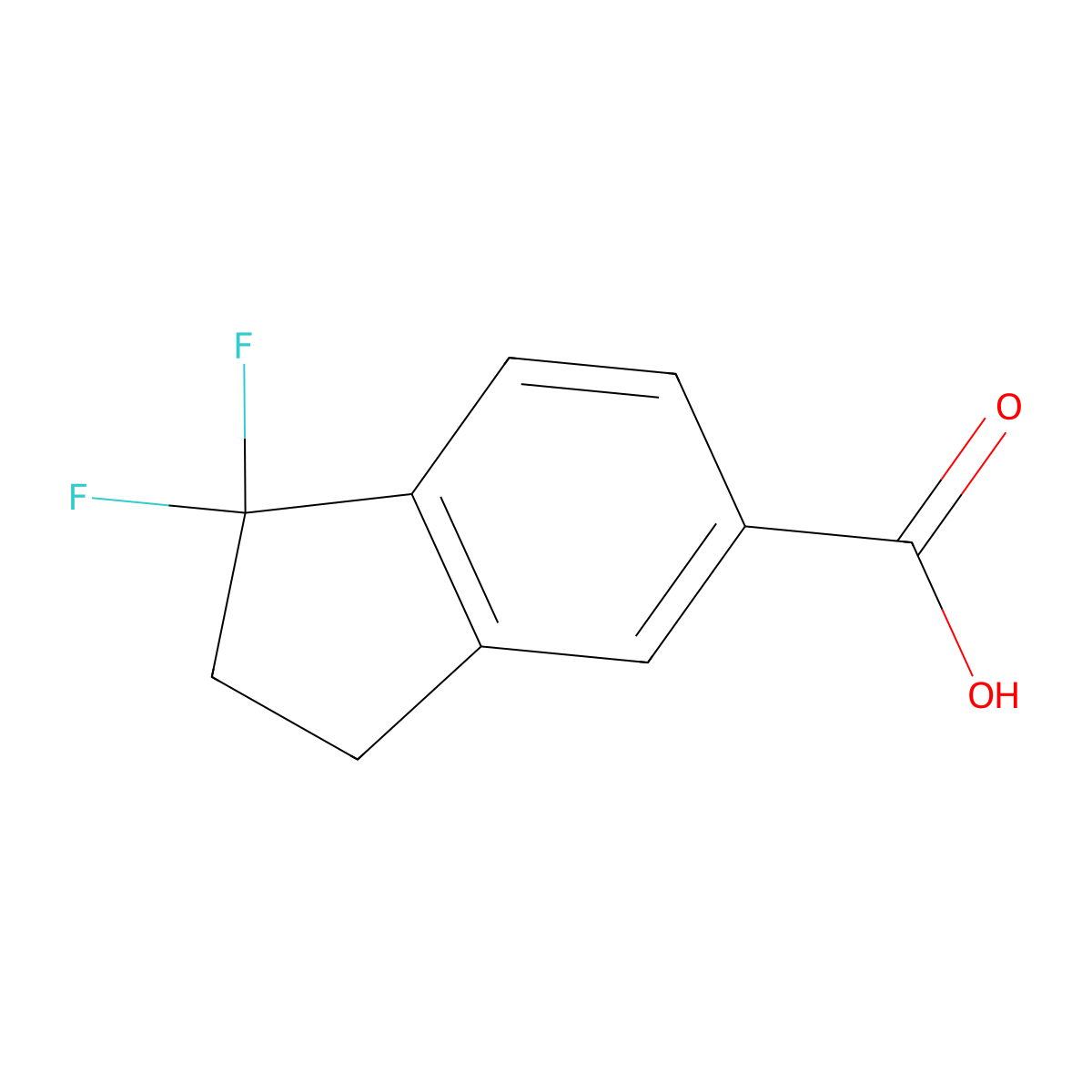 1,1-difluoro-2,3-dihydro-1H-indene-5-carboxylic acid molecular structure, CAS 1403935-25-0