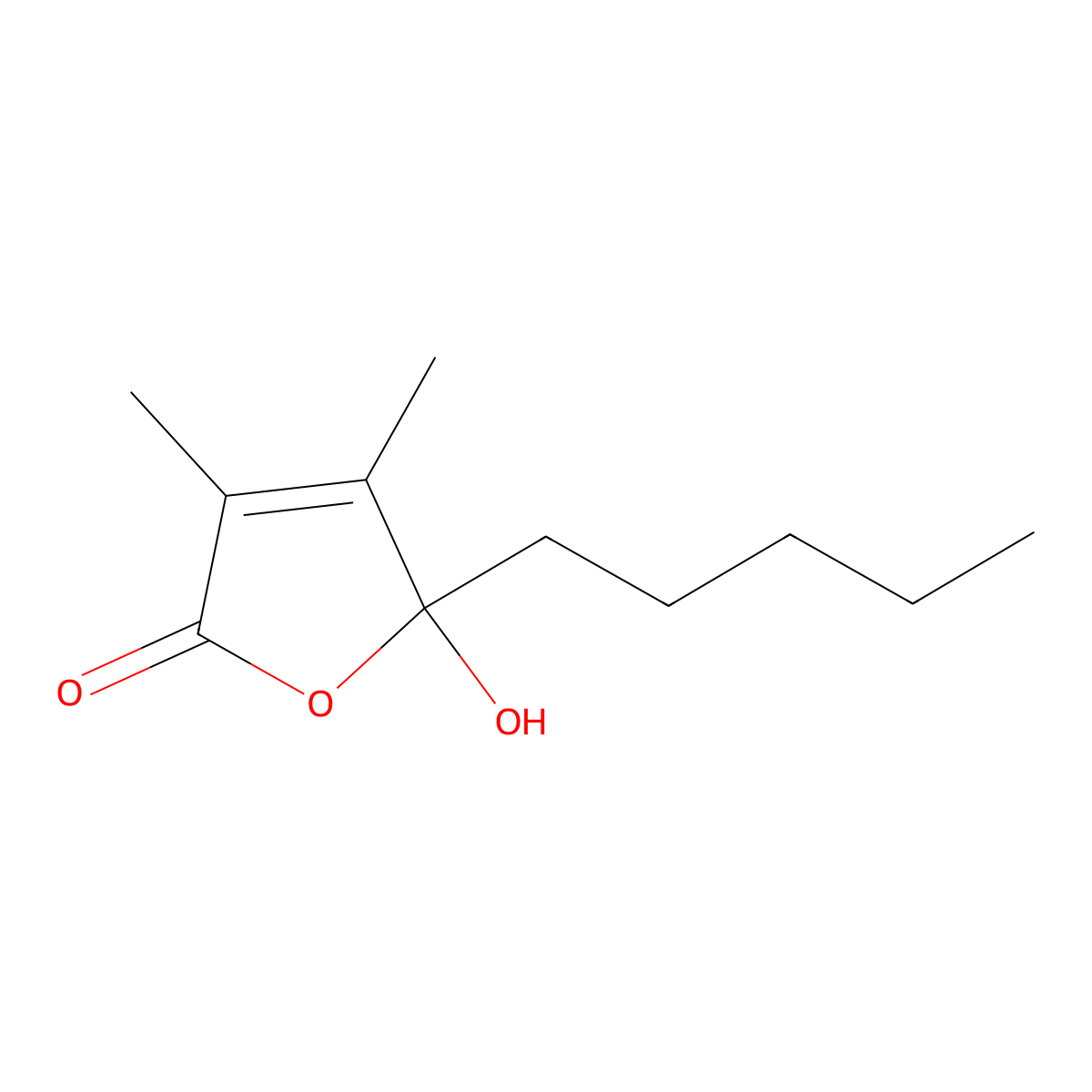 2(5H)-Furanone, 5-hydroxy-3,4-dimethyl-5-pentyl- molecular structure, CAS 1403940-81-7