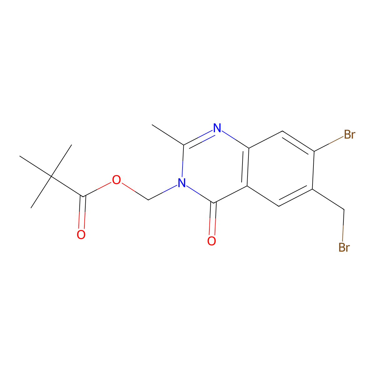 (7-Bromo-6-(bromomethyl)-2-methyl-4-oxoquinazolin-3(4H)-yl)methyl pivalate molecular structure, CAS 140395-66-0