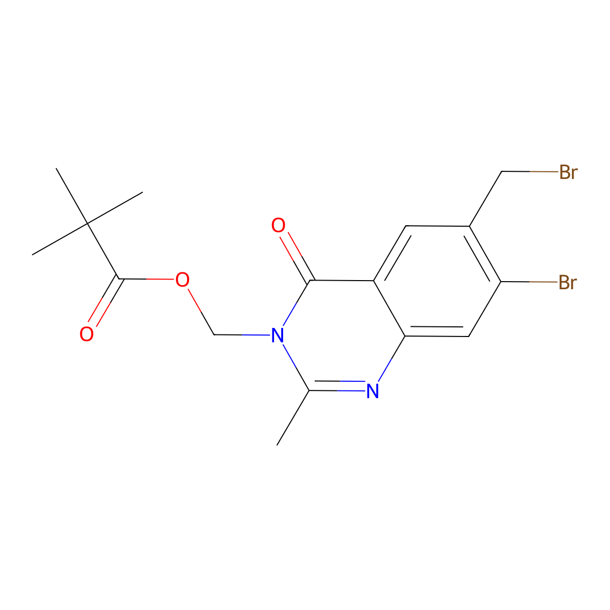 (7-Bromo-6-(bromomethyl)-2-methyl-4-oxoquinazolin-3(4H)-yl)methyl pivalate molecular structure, CAS 140395-66-0