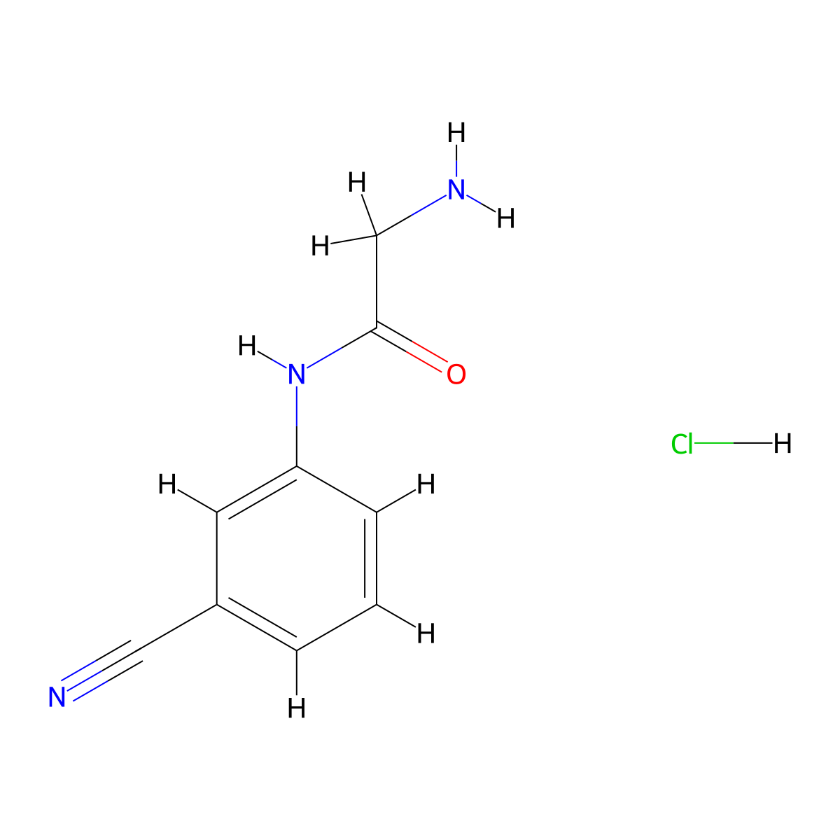 2-amino-N-(3-cyanophenyl)acetamide hydrochloride molecular structure, CAS 1403958-54-2