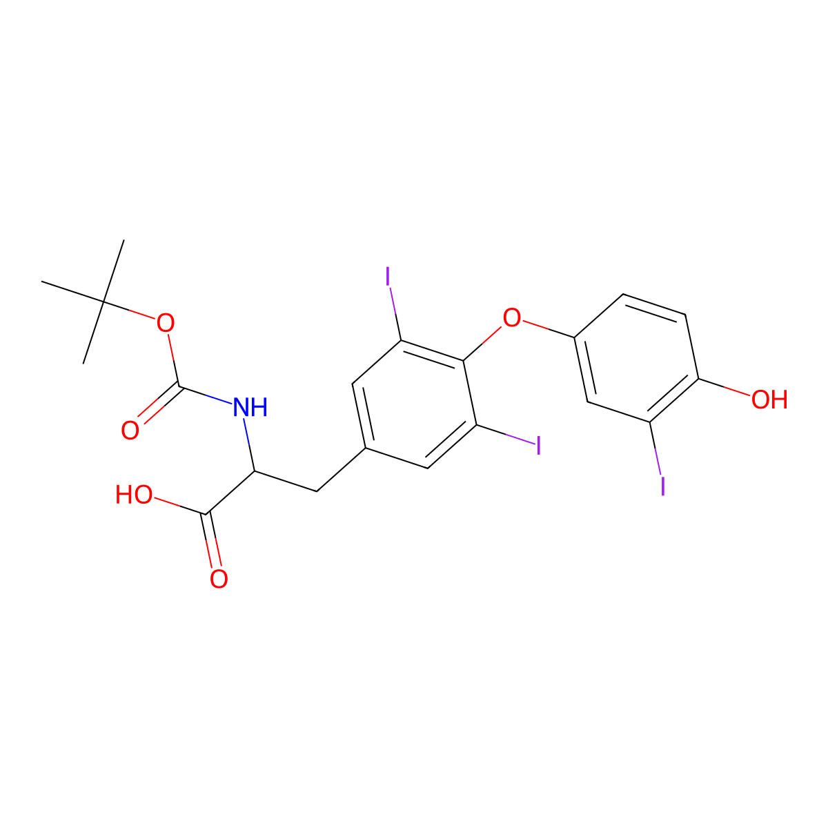 Boc-3,5,3'-triiodo-L-thyronine molecular structure, CAS 140396-69-6