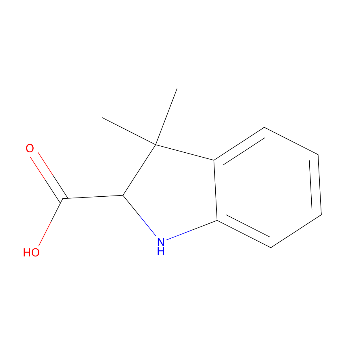3,3-Dimethylindoline-2-carboxylic acid molecular structure, CAS 140397-33-7