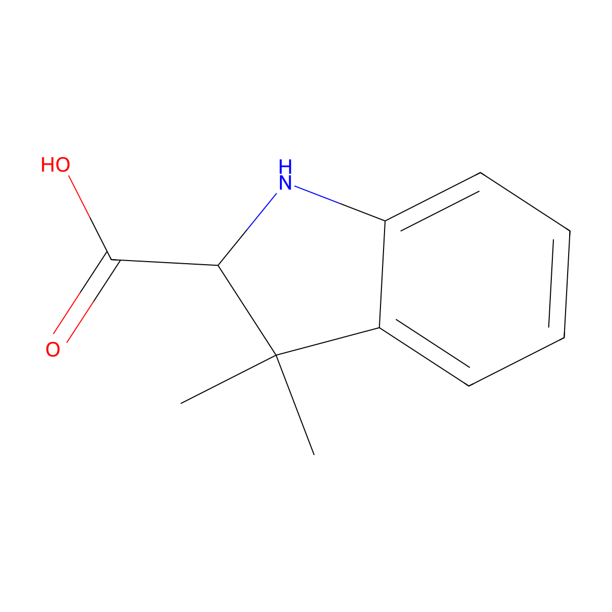 3,3-Dimethylindoline-2-carboxylic acid molecular structure, CAS 140397-33-7