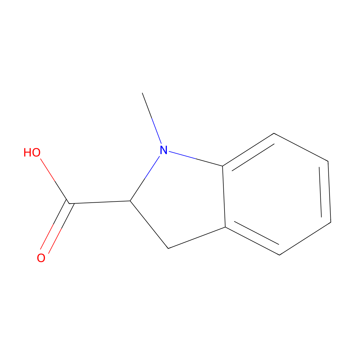1-Methyl-2,3-dihydro-1H-indole-2-carboxylic acid molecular structure, CAS 140397-34-8