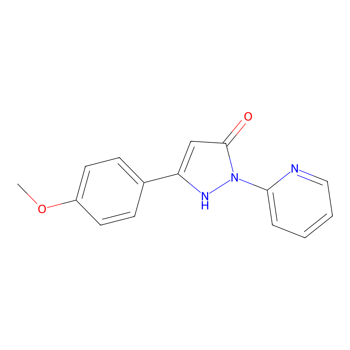 3-(4-methoxyphenyl)-1-pyridin-2-yl-1H-pyrazol-5-ol molecular structure, CAS 140397-85-9