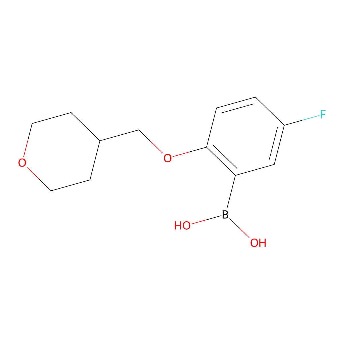 [5-Fluoro-2-(oxan-4-ylmethoxy)phenyl]boronic acid molecular structure, CAS 1403988-79-3