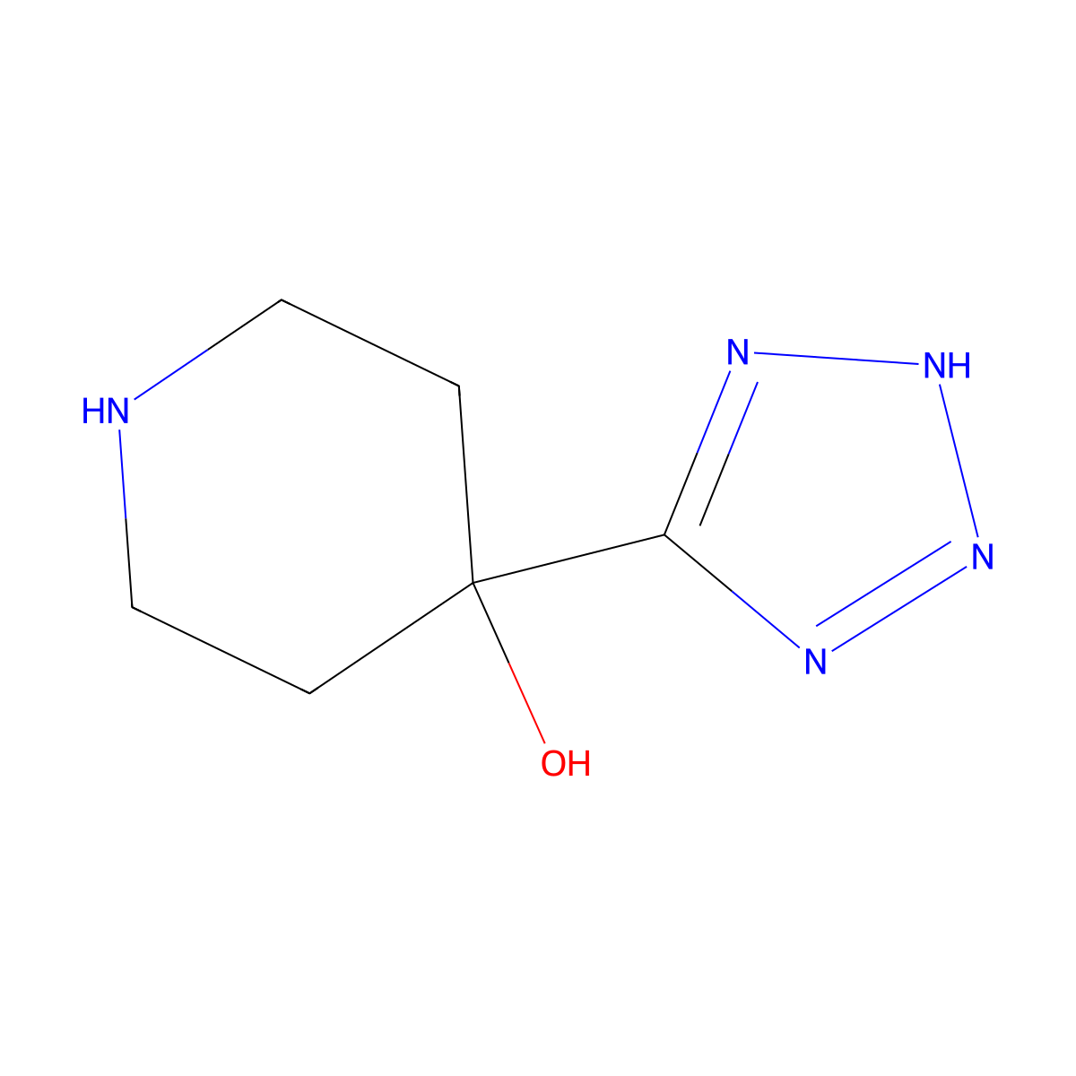 4-(1H-1,2,3,4-tetrazol-5-yl)piperidin-4-ol molecular structure, CAS 1403988-85-1
