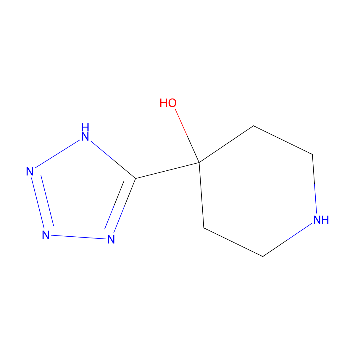 4-(1H-1,2,3,4-tetrazol-5-yl)piperidin-4-ol molecular structure, CAS 1403988-85-1