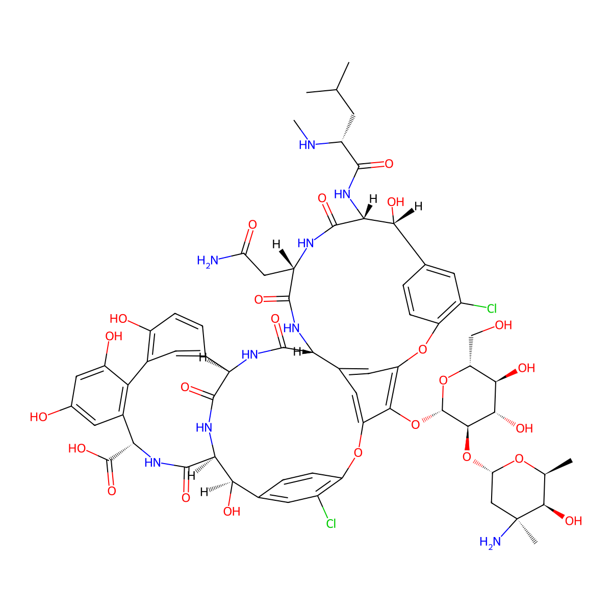 Vancomycin molecular structure, CAS 1404-90-6