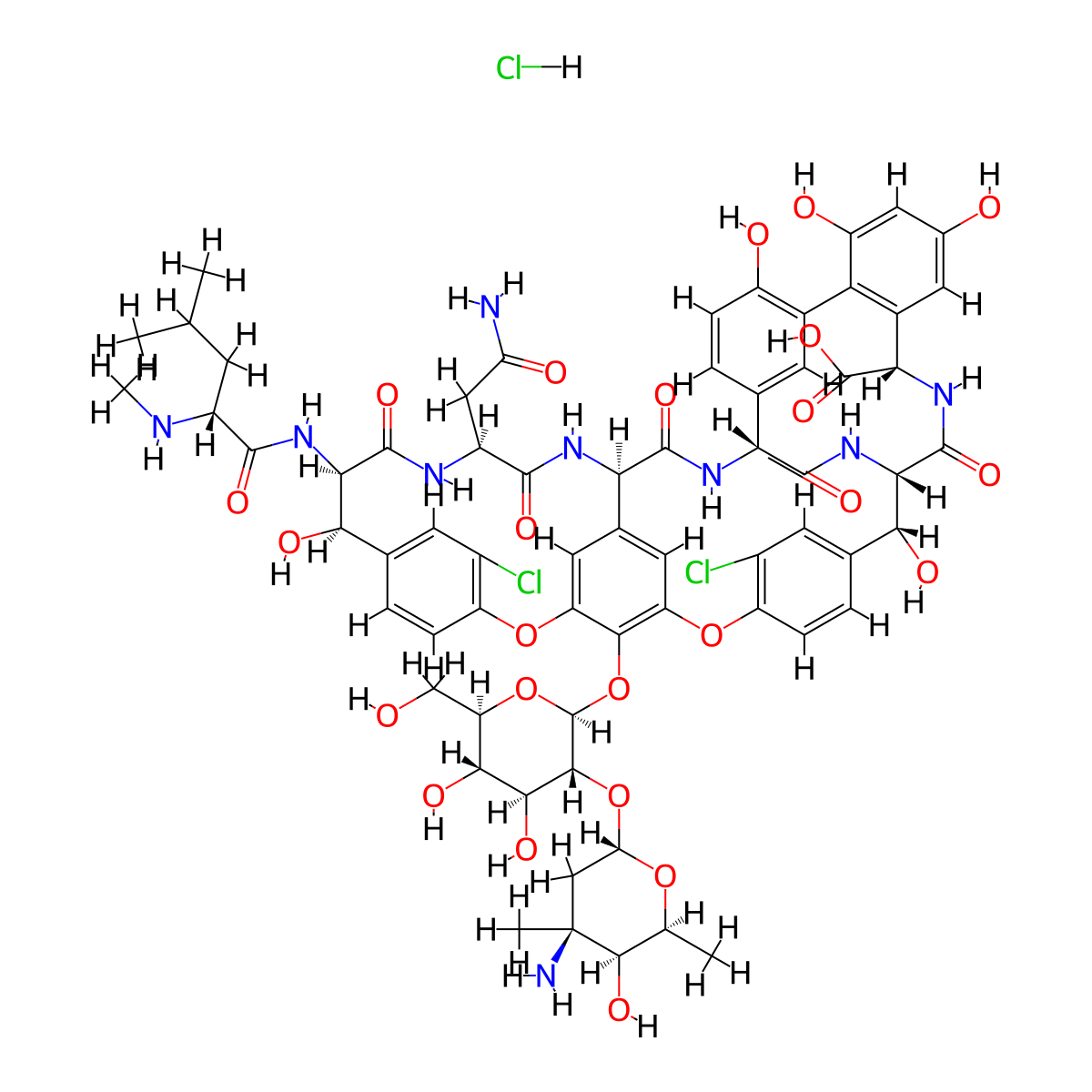Vancomycin Hydrochloride molecular structure, CAS 1404-93-9