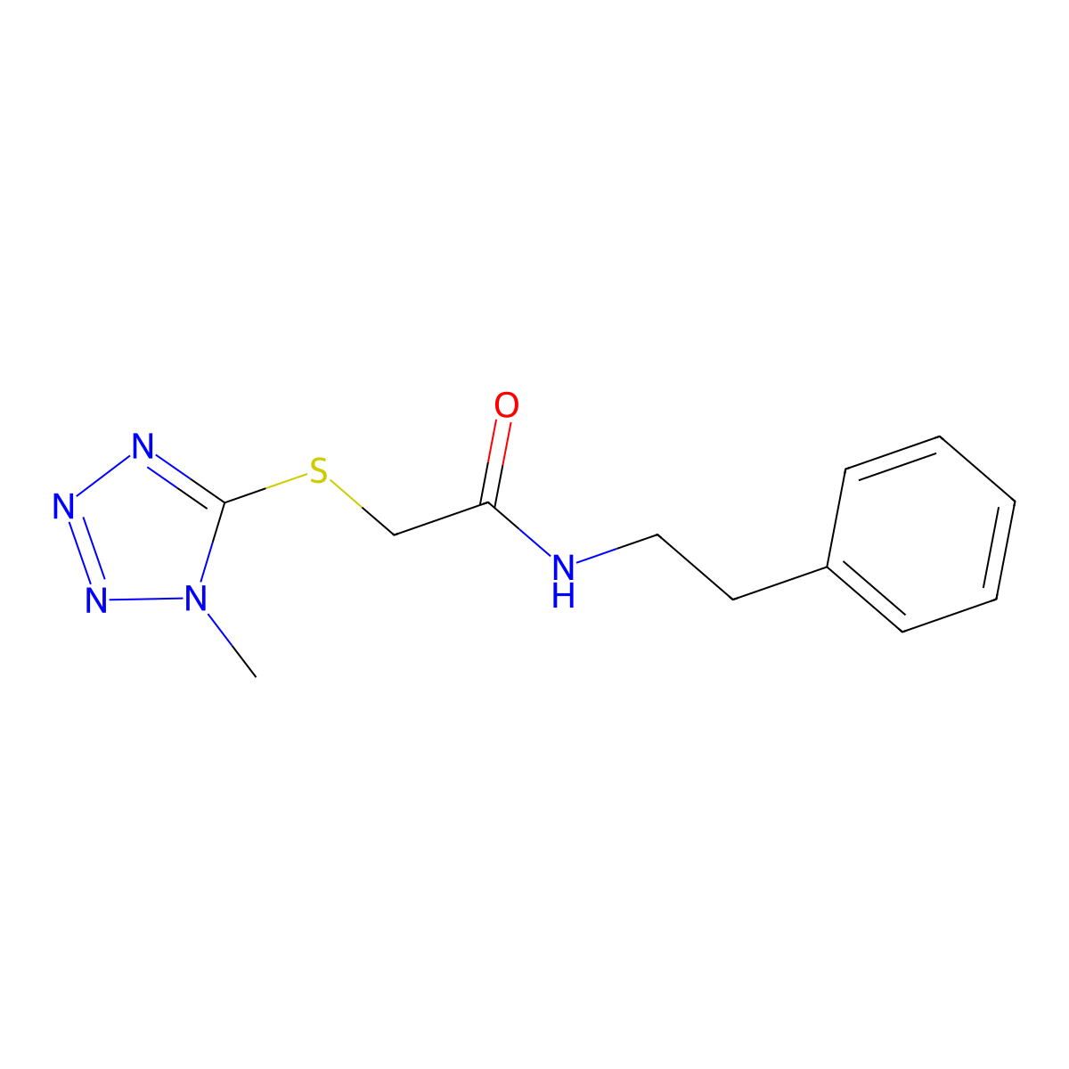 2-((1-Methyl-1H-tetrazol-5-yl)thio)-N-(2-phenylethyl)acetamide molecular structure, CAS 140406-25-3