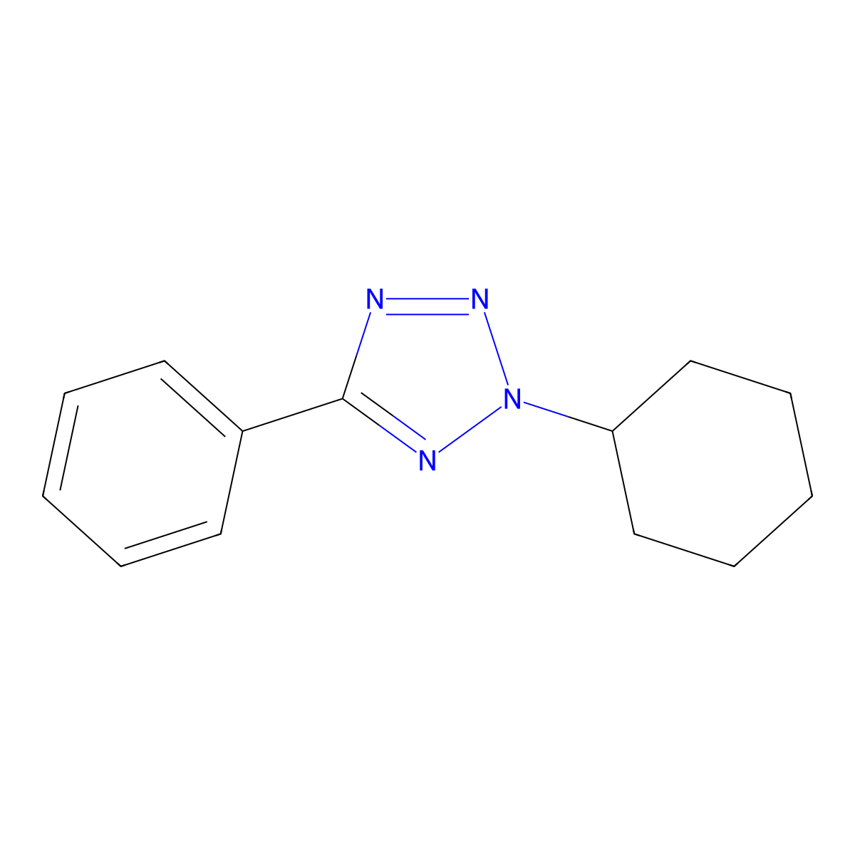 2H-Tetrazole, 2-cyclohexyl-5-phenyl- molecular structure, CAS 140406-56-0
