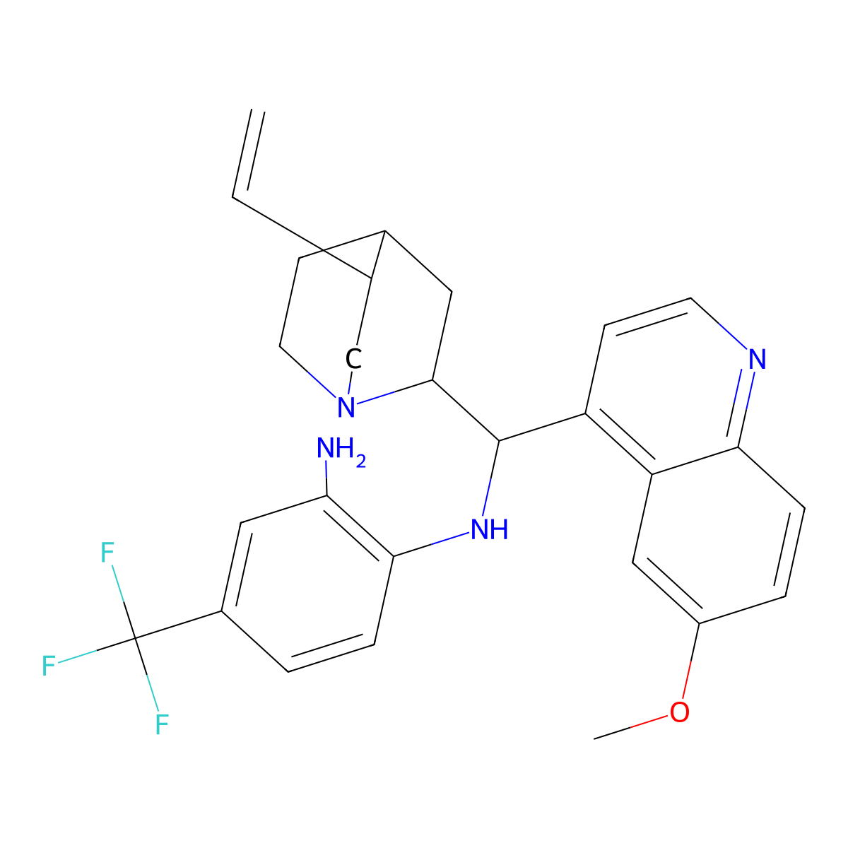1,2-Benzenediamine, N1-[(9R)-6'-methoxycinchonan-9-yl]-4-(trifluoromethyl)- molecular structure, CAS 1404088-26-1