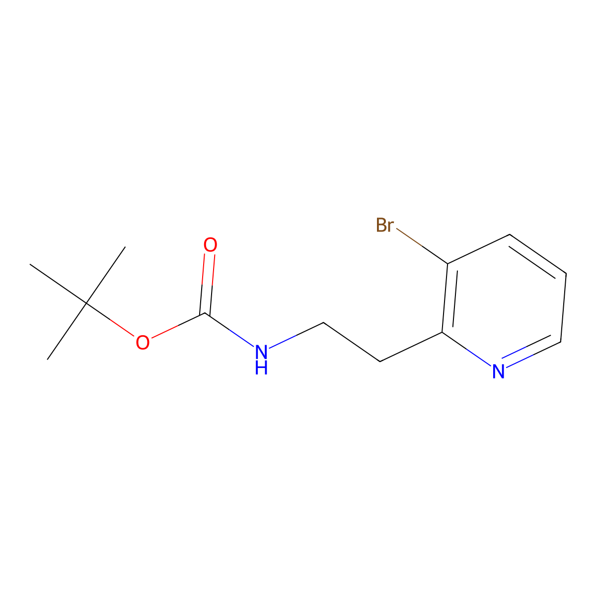tert-butyl N-[2-(3-bromopyridin-2-yl)ethyl]carbamate molecular structure, CAS 1404115-34-9