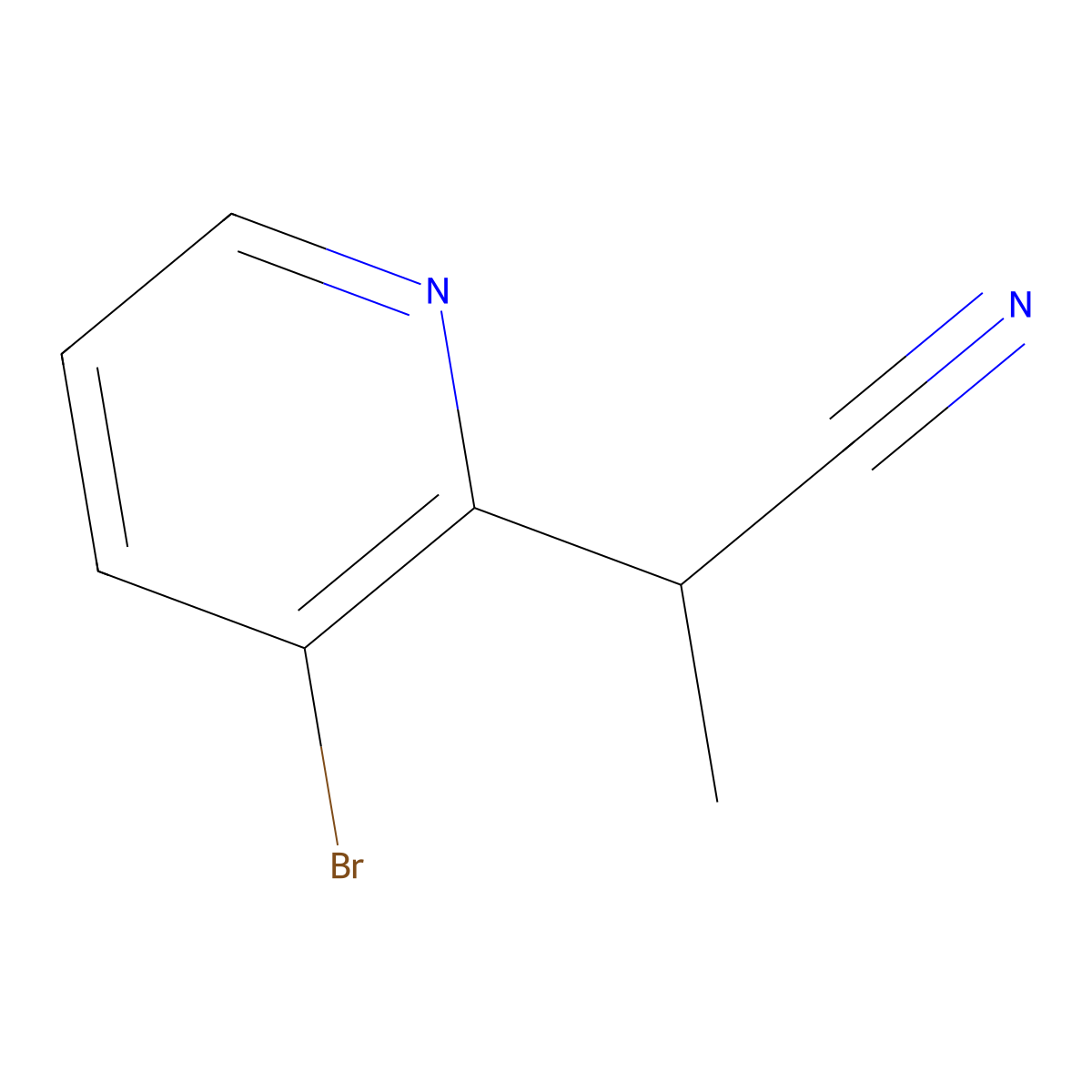 2-(3-Bromopyridin-2-yl)propanenitrile molecular structure, CAS 1404115-49-6