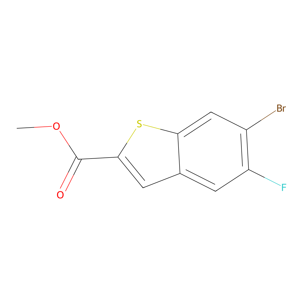 Methyl 6-bromo-5-fluorobenzothiophene-2-carboxylate molecular structure, CAS 1404119-48-7